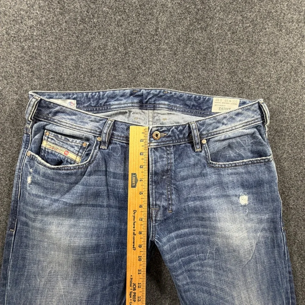 Diesel Zatiny Regular Bootcut Jeans Mens 35x32 Blue Wash 0UB89 Made in USA Denim